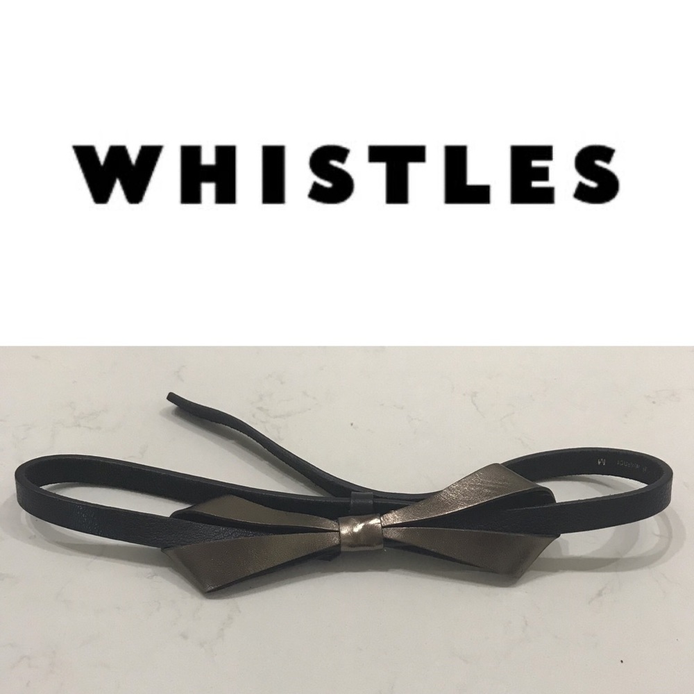 NWOT WHISTLES LEATHER BOW BELT/ BRONZE: ADJUSTABLE